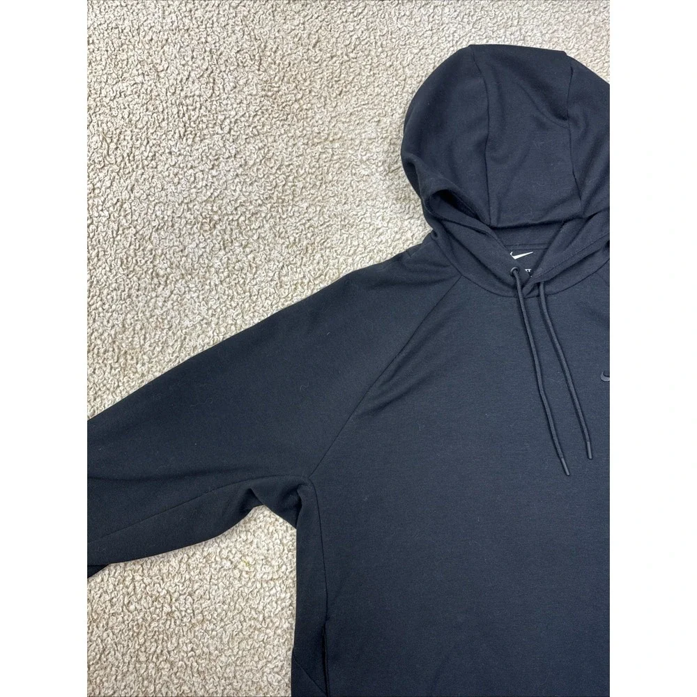 Nike Dri-Fit Primary Fleece UV Hoodie Mens M Black Pullover Sweatshirt EUC